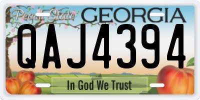 GA license plate QAJ4394
