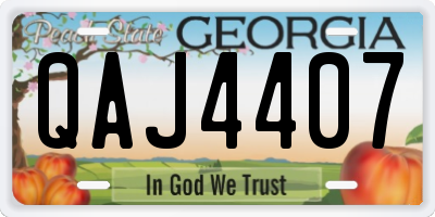 GA license plate QAJ4407