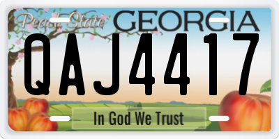 GA license plate QAJ4417