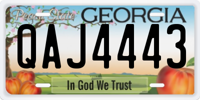 GA license plate QAJ4443