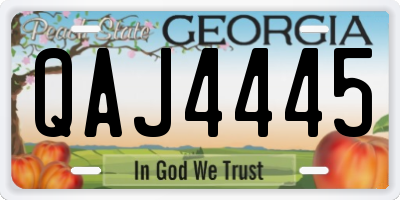 GA license plate QAJ4445