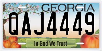 GA license plate QAJ4449
