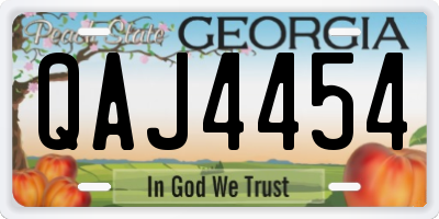 GA license plate QAJ4454