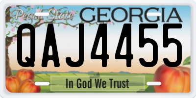 GA license plate QAJ4455