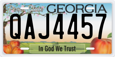 GA license plate QAJ4457