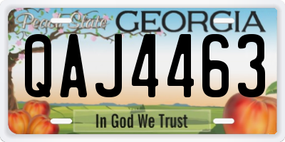 GA license plate QAJ4463