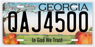 GA license plate QAJ4500