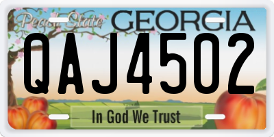 GA license plate QAJ4502