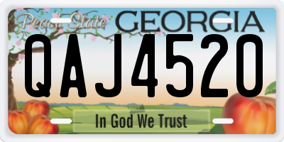 GA license plate QAJ4520