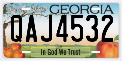 GA license plate QAJ4532