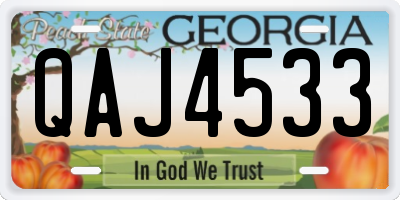 GA license plate QAJ4533