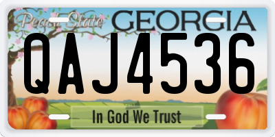 GA license plate QAJ4536