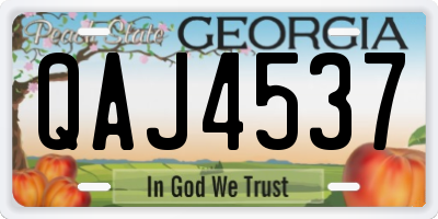 GA license plate QAJ4537
