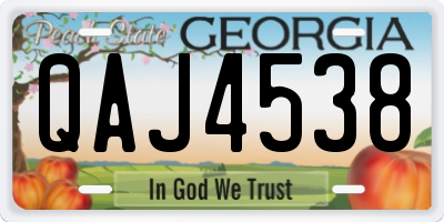 GA license plate QAJ4538