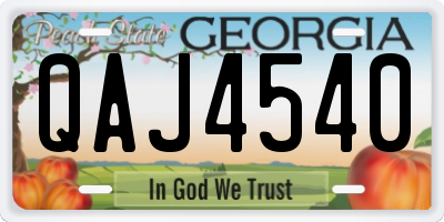 GA license plate QAJ4540