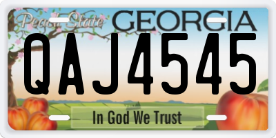 GA license plate QAJ4545