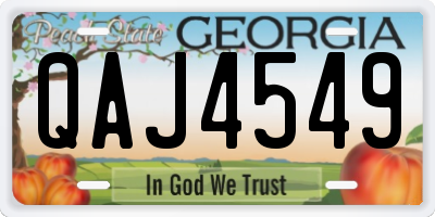 GA license plate QAJ4549