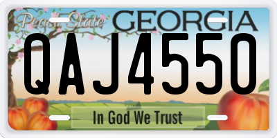 GA license plate QAJ4550