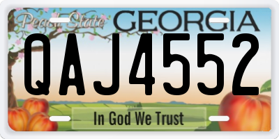 GA license plate QAJ4552