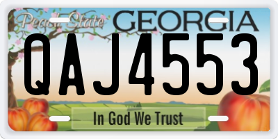 GA license plate QAJ4553