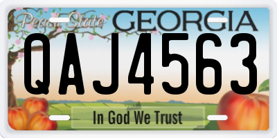GA license plate QAJ4563