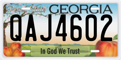 GA license plate QAJ4602