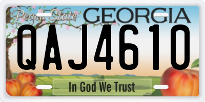 GA license plate QAJ4610
