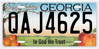 GA license plate QAJ4625