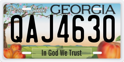 GA license plate QAJ4630
