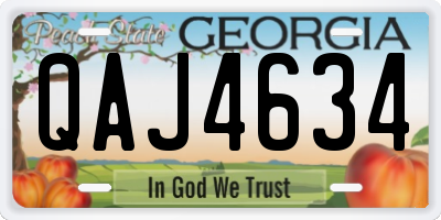GA license plate QAJ4634