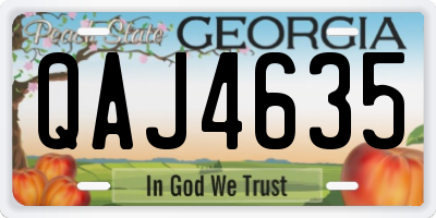 GA license plate QAJ4635