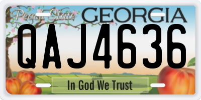 GA license plate QAJ4636
