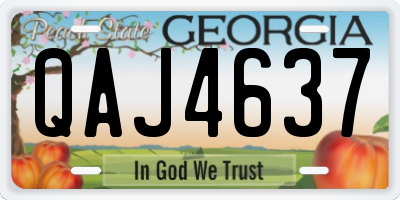 GA license plate QAJ4637