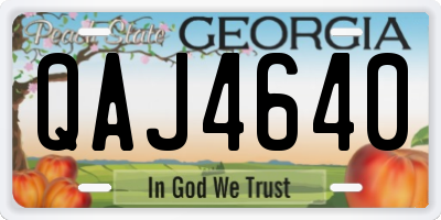 GA license plate QAJ4640