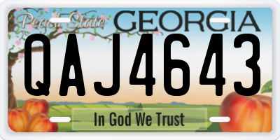GA license plate QAJ4643