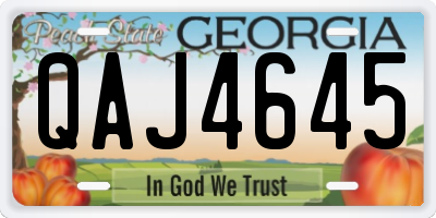 GA license plate QAJ4645