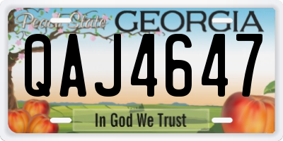 GA license plate QAJ4647