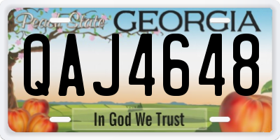 GA license plate QAJ4648