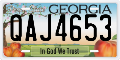 GA license plate QAJ4653