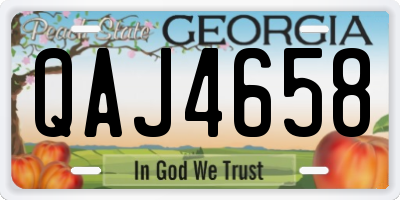 GA license plate QAJ4658