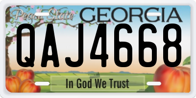 GA license plate QAJ4668