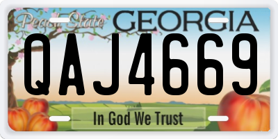 GA license plate QAJ4669