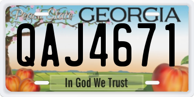 GA license plate QAJ4671