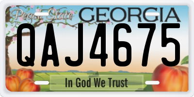 GA license plate QAJ4675