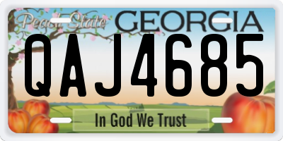 GA license plate QAJ4685