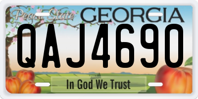 GA license plate QAJ4690