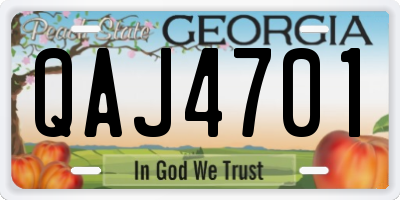 GA license plate QAJ4701