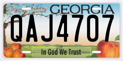 GA license plate QAJ4707