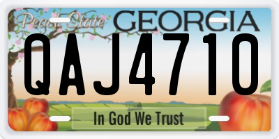 GA license plate QAJ4710