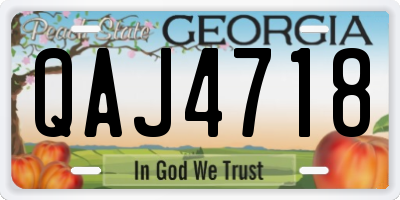 GA license plate QAJ4718